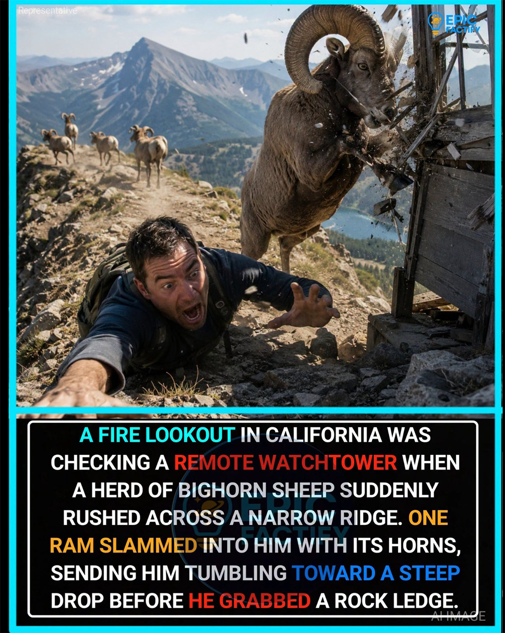 AI graphic of a sheep attacking a man
